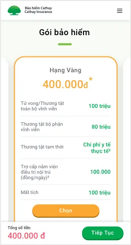Khách hàng lựa chọn gói bảo hiểm phù hợp với nhu cầu