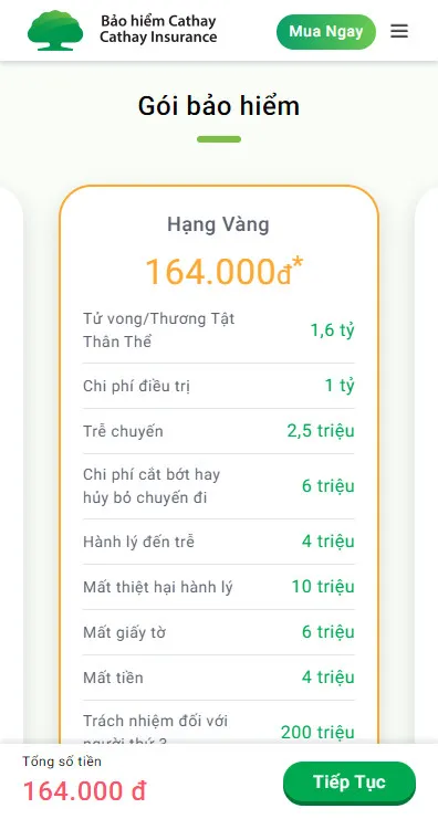Khách hàng lựa chọn gói bảo hiểm phù hợp với nhu cầu